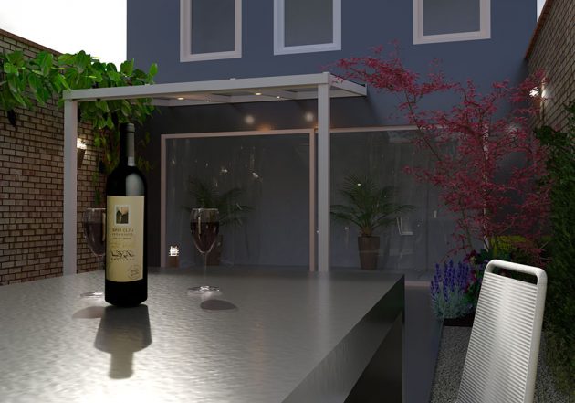 NoeMar terrasoverkapping 3.06 x 2.5 meter creme wit 3