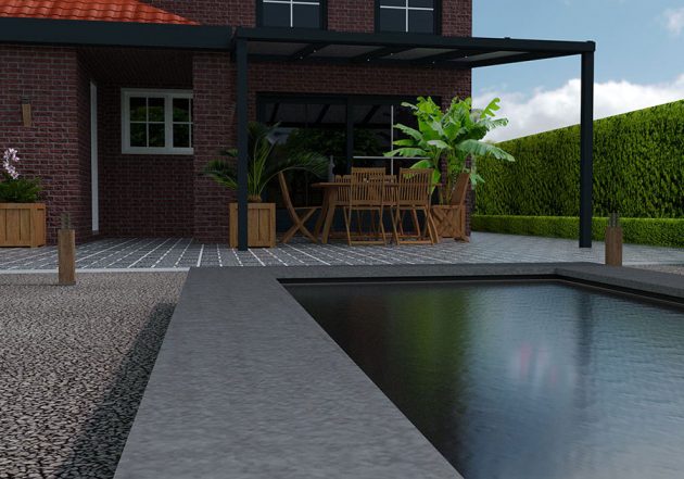 NoeMar terrasoverkapping 4.06 meter antraciet grijs