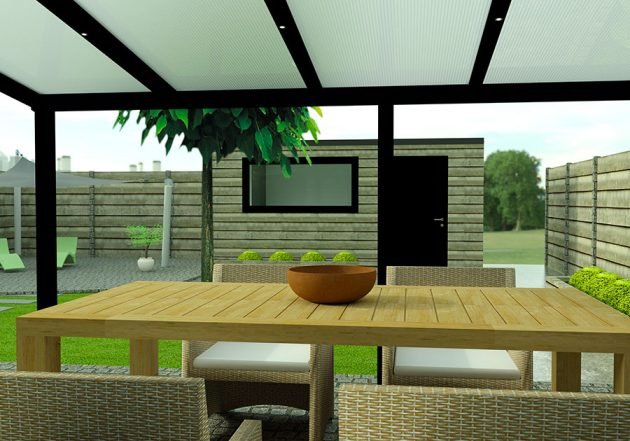 NoeMar terrasoverkapping 4.06 meter antraciet grijs