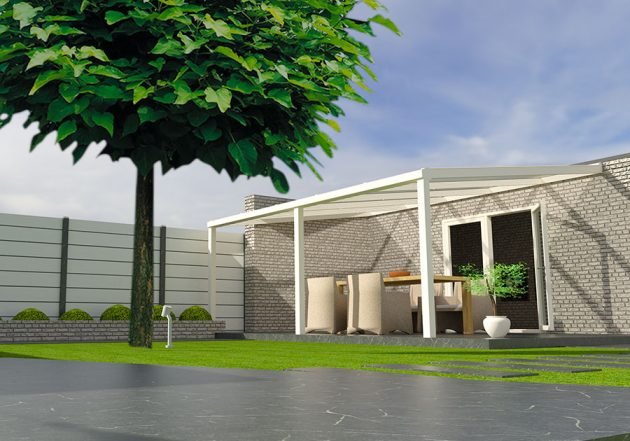 NoeMar terrasoverkapping 5.06 meter creme wit 5