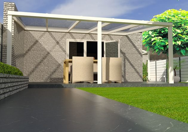 NoeMar terrasoverkapping 5.06 meter creme wit 5