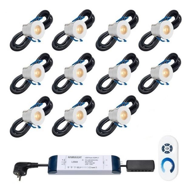 LED verlichting terrasoverkapping 12.06 meter set van 11x3w spots